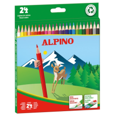 Présentoir Alpino Estrella avec 12 boîtes de 24 crayons de couleur + 24 boîtes de 12 crayons de couleur - Mine de 3 mm - Résista