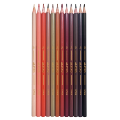 Lot de 12 crayons de couleur hexagonaux Alpino Skin Tones - Mine 3 mm - Incassables - Plateau amovible - Couleurs reproduisant d