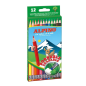 Lot Alpino de 12 crayons de couleur hexagonaux effaçables - Mine de 3 mm - Gomme assortie - Résistants à la casse - Couleurs ass