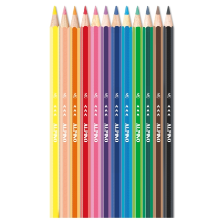 Coffret Alpino Up de 12 crayons de couleur hexagonaux - Mine de qualité supérieure - Résistants à la casse - Couleurs assorties