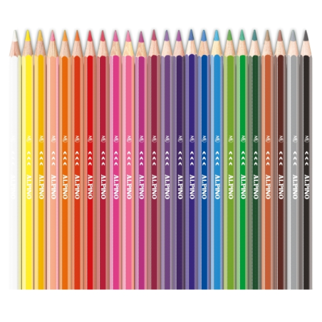 Coffret Alpino Up de 24 crayons de couleur hexagonaux - Mine de qualité supérieure - Résistants à la casse - Couleurs assorties