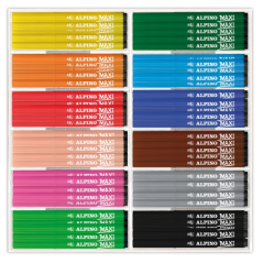 Lot économique Alpino Maxi de 144 feutres épais - Pointe 6 mm - Lavables, résistants, longue durée et aux couleurs vives - Idéal