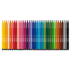 Lot Alpino de 36 feutres de couleur - Pointe 3 mm - Lavables et aux couleurs vives - Usage scolaire - Développe la créativité -