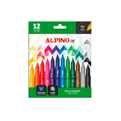 Pack Alpino Up avec 12 feutres de couleur - Pointe 1 mm - Pour des traits fins et précis - Encre à base d'eau - Couleurs assorti