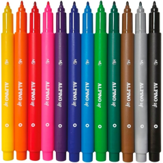 Pack Alpino Up avec 12 feutres de couleur - Pointe 1 mm - Pour des traits fins et précis - Encre à base d'eau - Couleurs assorti