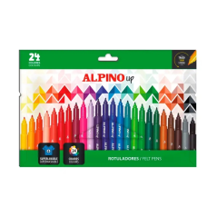Pack Alpino Up avec 24 feutres de couleur - Pointe 1 mm - Pour des traits fins et précis - Encre à base d'eau - Couleurs assorti