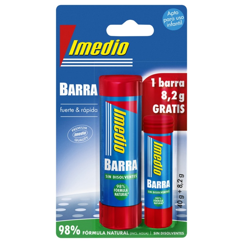 Imedio Lot de 2 Bâtons de Colle de 1x 40grs + 1x 8,2grs - Sans Solvant - Lavable - Adapté à un Usage Scolaire