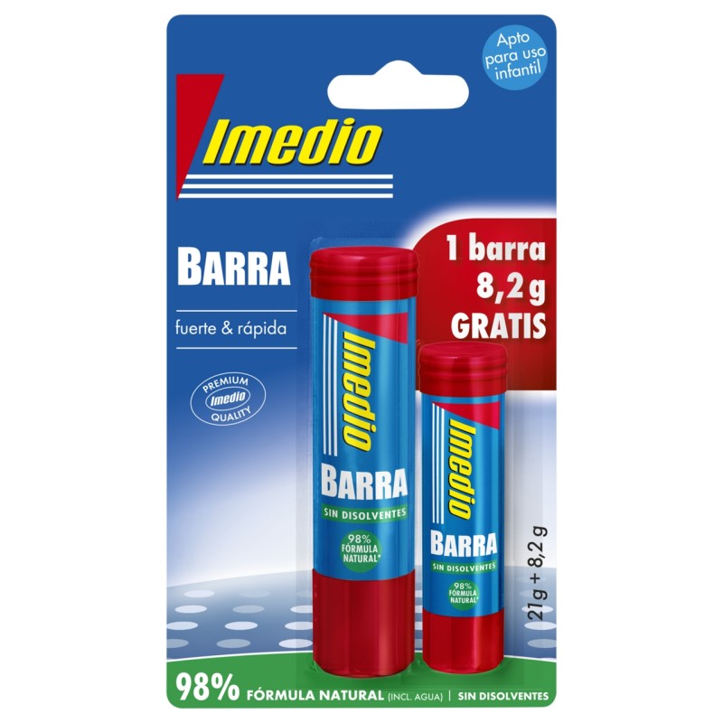 Imedio Lot de 2 Bâtons de Colle 1x 21grs + 1x 8,2grs - Sans Solvant - Lavable - Adapté à un Usage Scolaire
