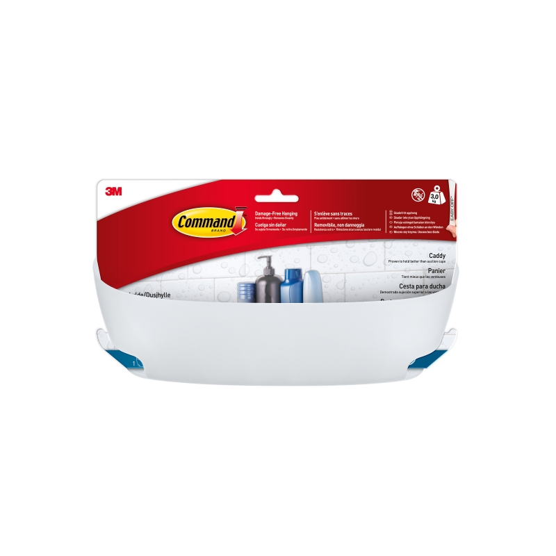 Panier de rangement pour salle de bain Command - Capacité : jusqu'à 3 kg - Comprend 4 bandes adhésives - Blanc