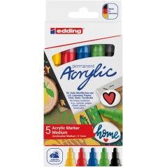 marqueurs acryliques edding cinq couleurs