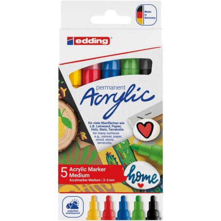 marqueurs acryliques edding cinq couleurs
