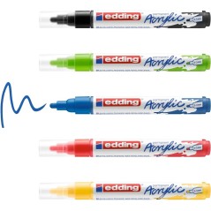 Edding 5100 Marqueurs Acryliques Lot de 5 Couleurs Assorties