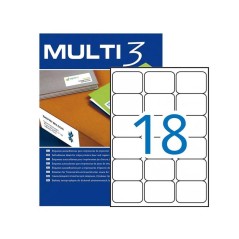 ✅ Multi3 Pack de 1800 étiquettes blanches format 63,5x46,6 mm - Bords émoussés - Adaptées à l'impression co en stock