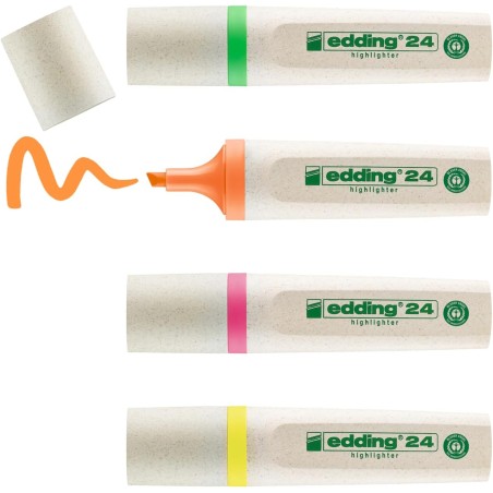 Surligneurs recyclés Edding 24 EcoLine lot de 4 couleurs
