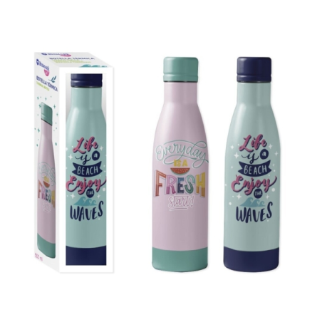 LOT de 6 Bouteille isotherme Bismark 500 ml - Double paroi isolante sous vide - Bouchon hermétique - 2 modèles différents