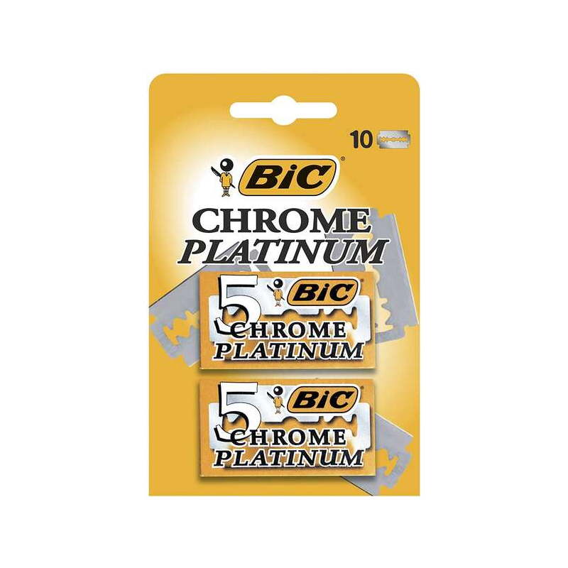 Bic Chrome Platinum Pack de 2 Boites de 5 Lames de Rasoir Double Tranchant