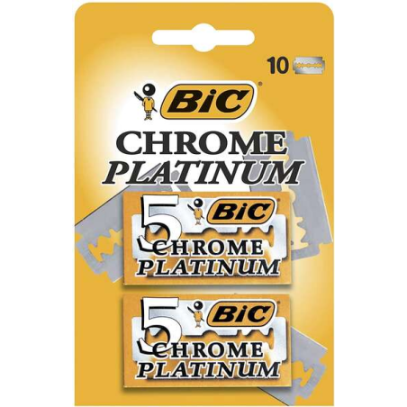 Bic Chrome Platinum Pack de 2 Boites de 5 Lames de Rasoir Double Tranchant