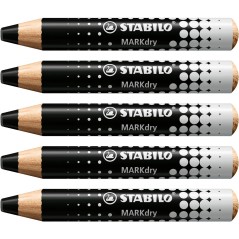 Lot de 5 marqueurs tableau Stabilo MARKdry noir 10 mm