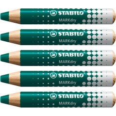 Lot de 5 marqueurs tableau Stabilo MARKdry vert 10 mm