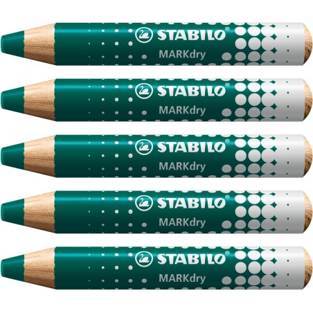 Lot de 5 marqueurs tableau Stabilo MARKdry vert 10 mm