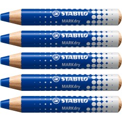 Lot de 5 marqueurs tableau Stabilo MARKdry bleu 10 mm