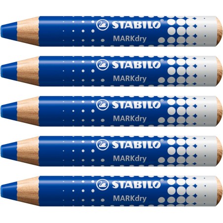 Lot de 5 marqueurs tableau Stabilo MARKdry bleu 10 mm