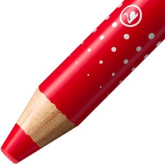 crayon rouge à pois blancs