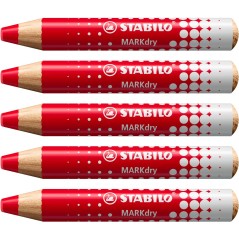Lot de 5 marqueurs tableau Stabilo MARKdry rouge mine XXL 10 mm