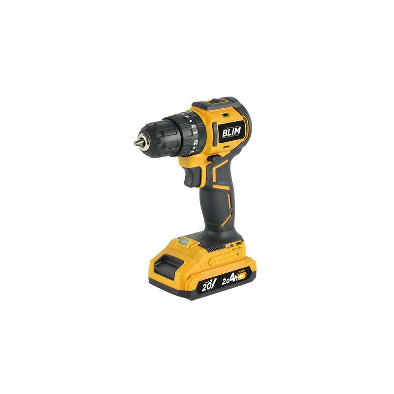 Perceuse à percussion Blim - Moteur sans balais - Poignée ergonomique - Comprend 1 batterie 20 V - 2,0 Ah + chargeur - Écran et