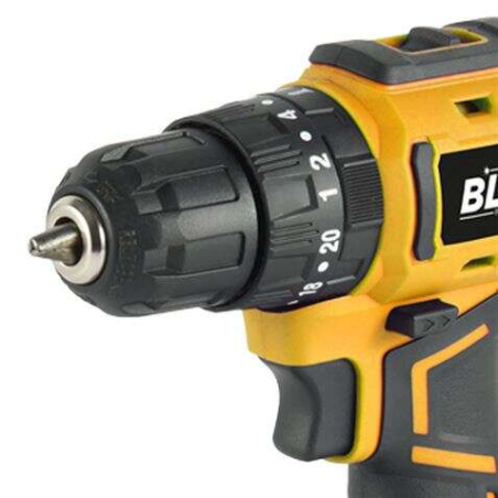 Perceuse à percussion Blim - Moteur sans balais - Poignée ergonomique - Comprend 1 batterie 20 V - 2,0 Ah + chargeur - Écran et