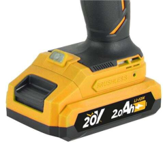 Perceuse à percussion Blim - Moteur sans balais - Poignée ergonomique - Comprend 1 batterie 20 V - 2,0 Ah + chargeur - Écran et