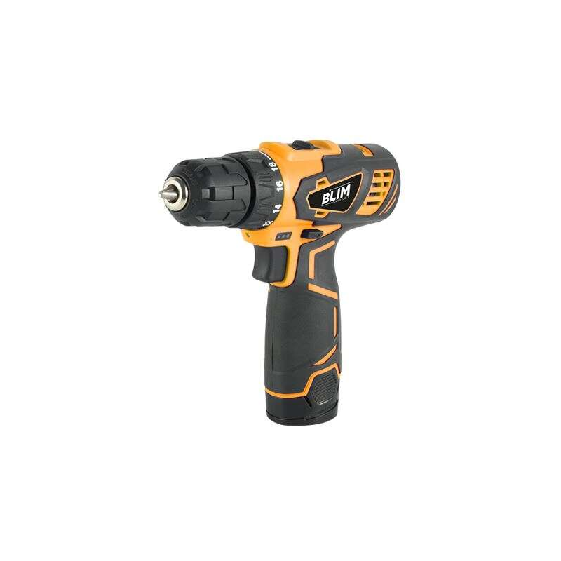 Perceuse sans fil Blim - 10 mm - Poignée ergonomique - Batterie 12 V - 1,5 Ah - Chargeur - Écran et lumière LED - 2 vitesses - C