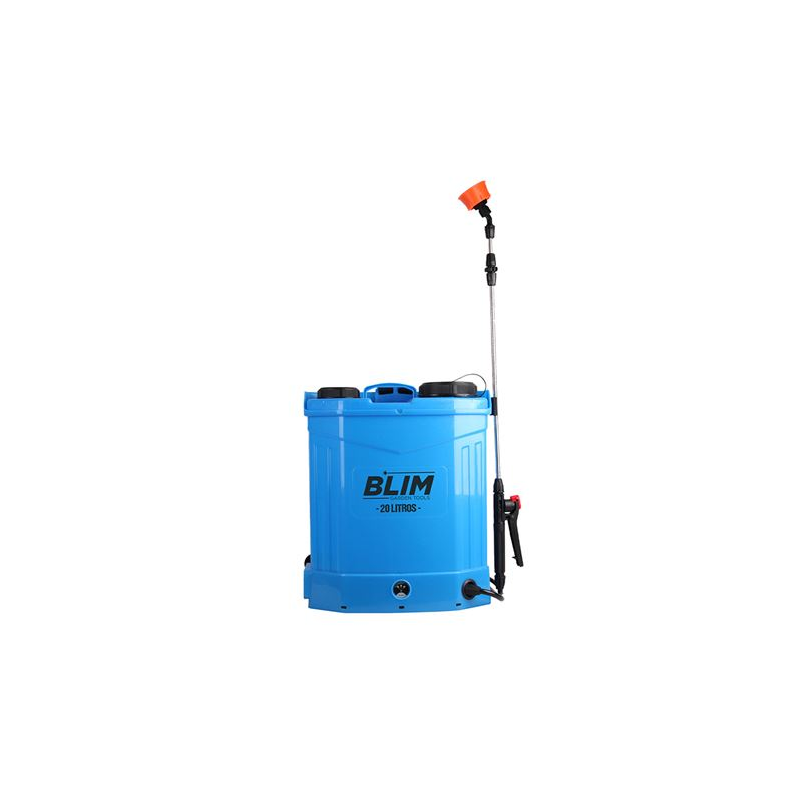 Pulvérisateur à dos à batterie Blim 12 V 20 L - Double pompe - Pression 0 à 0,65 MPa - Réservoir ergonomique - Poignée supérieur