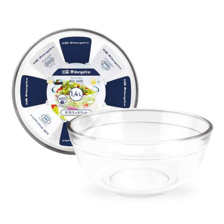 Ensemble de bols en verre ultra résistant série Orbegozo BOL - Polyvalent et durable - Capacité 1,4 / 2,3 / 3,5 L - Passe au fou