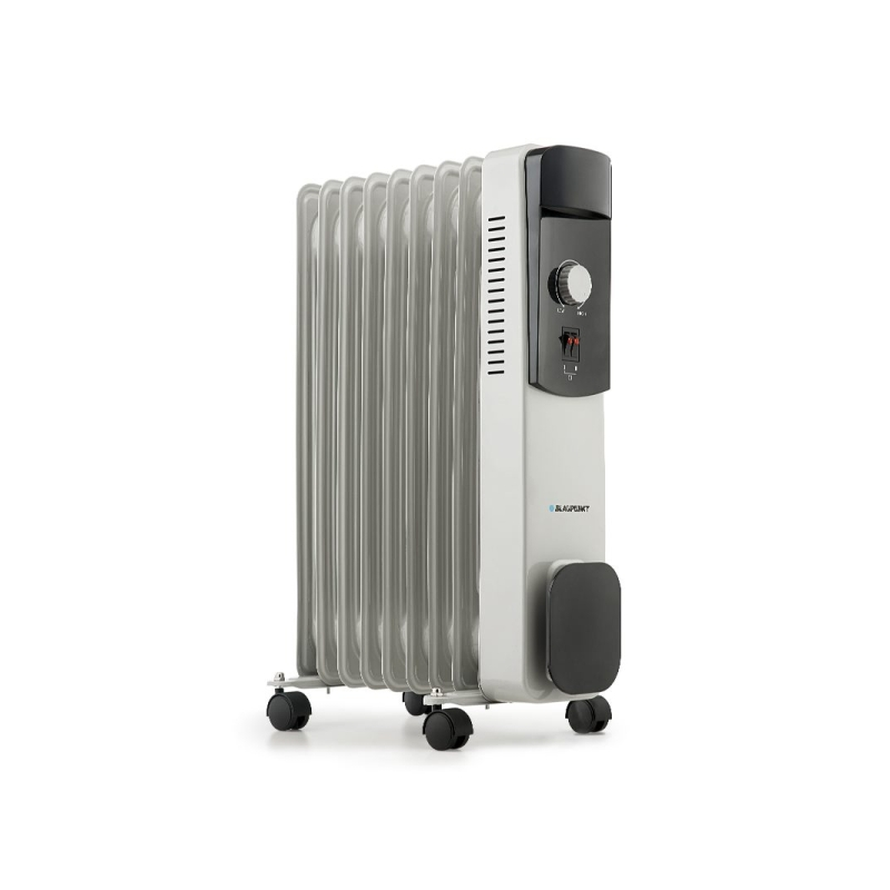 Radiateur à bain d'huile Blaupunkt - Puissance 2000 W - Roulettes - Thermostat réglable - Rangement du cordon - Poignée latérale