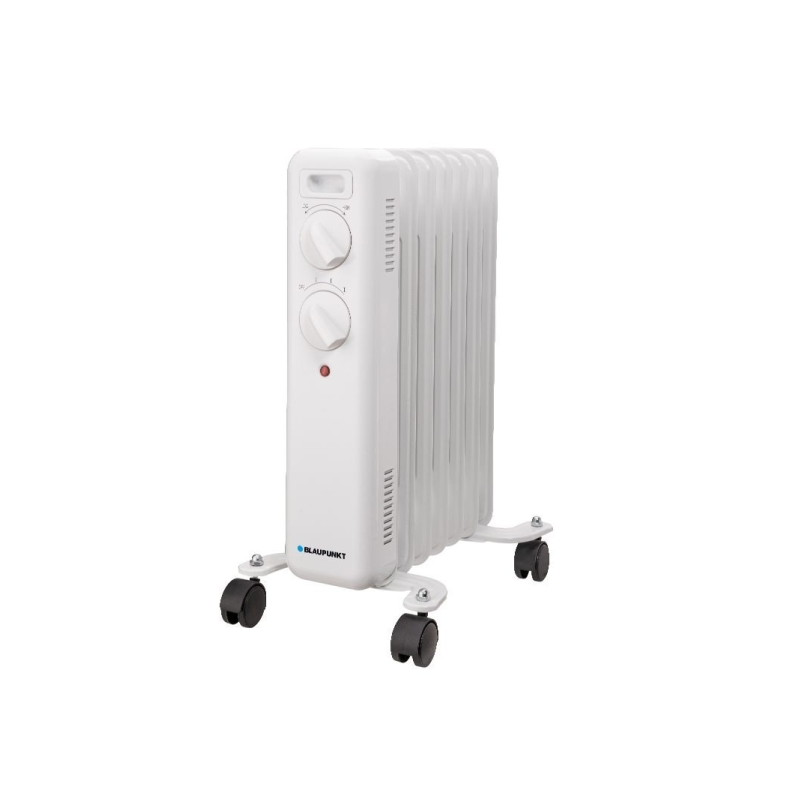 Radiateur à bain d'huile Blaupunkt - Puissance 1500 W - Thermostat réglable - Roulettes - Poignée de transport - Voyant lumineux