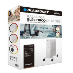 Radiateur à bain d'huile Blaupunkt - Puissance 1500 W - Thermostat réglable - Roulettes - Poignée de transport - Voyant lumineux