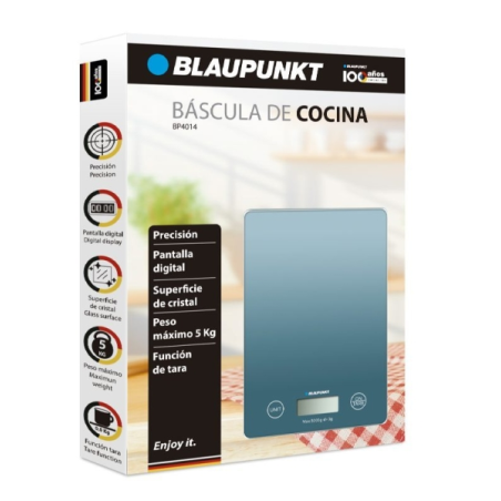 Balance de cuisine numérique Blaupunkt 5 kg avec plateau en verre - Écran LCD - Fonction tare - Haute précision (1 g) - Arrêt au