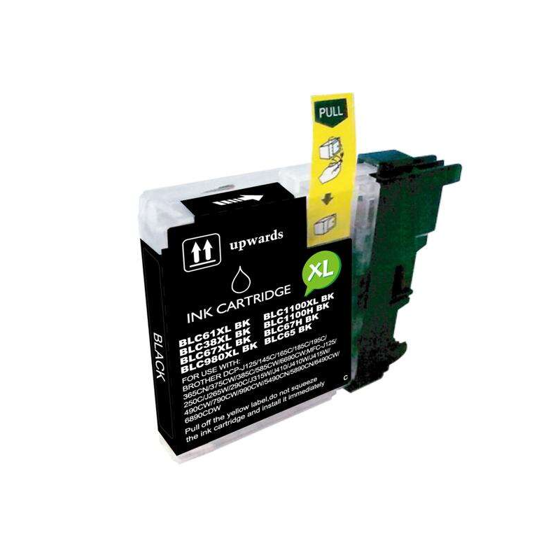 LOT de 50 VRAC - Brother LC980XL/LC1100XL/LC985XL Cartouche d'encre générique noire - Remplace LC980BK/LC1100BK/LC985BK
