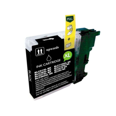 LOT de 50 VRAC - Brother LC980XL/LC1100XL/LC985XL Cartouche d'encre générique noire - Remplace LC980BK/LC1100BK/LC985BK