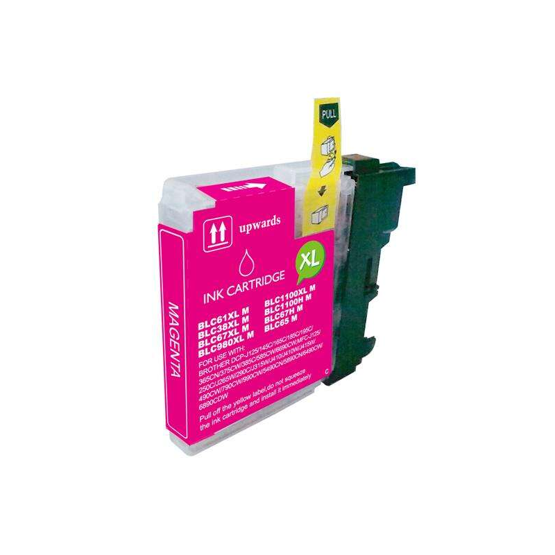 LOT de 50 VRAC - Brother LC980XL/LC1100XL/LC985XL Cartouche d'encre générique magenta - Remplace LC980M/LC1100M/LC985M