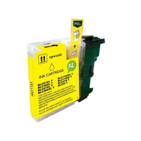 LOT de 50 VRAC - Brother LC980XL/LC1100XL/LC985XL Cartouche d'encre générique jaune - Remplace LC980Y/LC1100Y/LC985Y