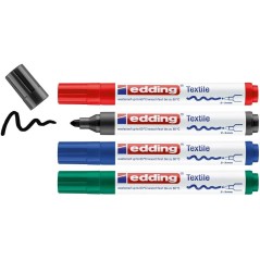 Edding 4500 Marqueurs Textiles Permanents Lot de 4