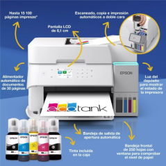 Imprimante multifonction couleur Epson EcoTank ET-3956, recto verso, Wi-Fi, 35 ppm - Chargeur automatique de documents de 30 feu