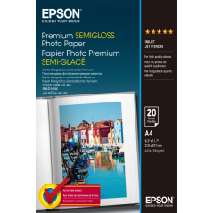 Epson Premium Semiglossy Photo Pack de 20 Hojas de Papel Fotografico - A4 - Gramaje de 251g/m2 - Acabado Semibrillante - Compati
