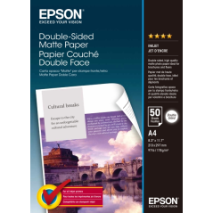 Epson Double-Sided Matte Pack de 50 Hojas de Papel - A4 - Gramaje de 178g/m2 - Mate - Especial para Impresion a Doble Cara - Com