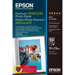Epson Premium Semiglossy Photo Pack de 50 Hojas de Papel Fotografico - 10x15cm - Gramaje de 251g/m2 - Acabado Semibrillante - Co