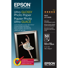 Epson Ultra Glossy Photo Pack de 50 Hojas de Papel Fotografico - 10x15cm - Gramaje de 300g/m2 - Acabado Brillante - Compatible c