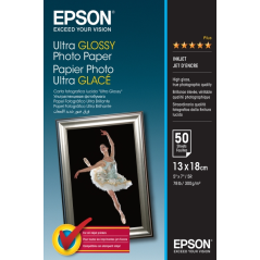 Epson Ultra Glossy Photo Pack de 50 Hojas de Papel Fotografico - 13x18cm - Gramaje de 300g/m2 - Acabado Brillante - Compatible c