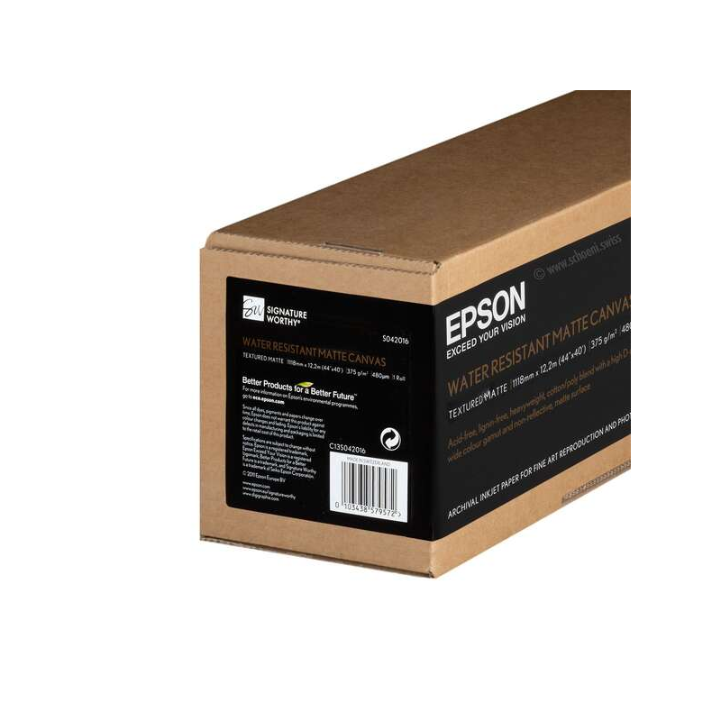 Rouleau de papier canevas mat résistant à l'eau Epson, 44" x 12,2 m, 375 g/m²